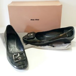 Vintage Miu Miu Black Patent Kitten Heels Size 8